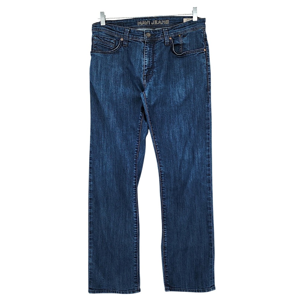 Mavi Zach Straight Leg Jean 34x32(30) Men Blue Regular Rise Stretch Denim Preppy